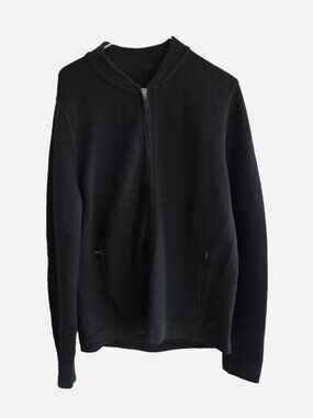 Lululemon Men's Full Zip Waffle Knit Sweater Jacket Size L Black
